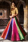 Buy_Dash And Dot_Gold Silk, Polyester, Lurex Embroidery, Banaras Multicolour Flared Skirt Set _Online_at_Aza_Fashions