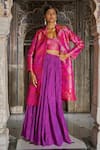 Buy Dash And Dot Fuchsia Metallic Thread Collared Banaras Silk Brocade Longline Jacket at Aza Fashions Buy_Dash And Dot_Fuchsia Metallic Thread Collared Banaras Silk Brocade Longline Jacket _at_Aza_Fashions