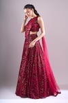 Buy Samyukta Singhania Red Net, Lycra Embroidery, Sequins Round Neck Hand Lehenga Set Online at Aza Fashions Buy_Samyukta Singhania_Red Net, Lycra Embroidery, Sequins Round Neck Hand Lehenga Set _Online_at_Aza_Fashions