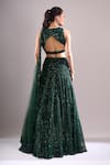 Shop Samyukta Singhania Emerald Green Net, Lycra Sequins, Embroidery Round Neck Hand Lehenga Blouse Set at Aza Fashions Shop_Samyukta Singhania_Emerald Green Net, Lycra Sequins, Embroidery Round Neck Hand Lehenga Blouse Set _at_Aza_Fashions
