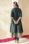Shop_Mushio_Green Chanderi Embroidery Round Neck Royal Hand Embellished Nazneen Kurta _at_Aza_Fashions