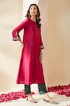 Buy Mushio Magenta Chanderi, Cotton, Silk, Tissue Embroidery, Floral Rashika Kurta Set Online at Aza Fashions Buy_Mushio_Magenta Chanderi, Cotton, Silk, Tissue Embroidery, Floral Rashika Kurta Set _Online_at_Aza_Fashions