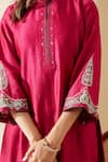 Shop Mushio Magenta Chanderi, Cotton, Silk, Tissue Embroidery, Floral Rashika Kurta Set Shop_Mushio_Magenta Chanderi, Cotton, Silk, Tissue Embroidery, Floral Rashika Kurta Set