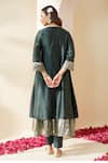 Shop_Mushio_Green Chanderi, Cotton, Silk, Tissue Royal Hand Embellished Nazneen Kurta Set _at_Aza_Fashions