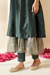 Shop_Mushio_Green Chanderi, Cotton, Silk, Tissue Royal Hand Embellished Nazneen Kurta Set 