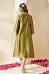 Shop_Mushio_Green Chanderi Silk, Cotton, Silk, Tissue Embroidery Olive Mehreen Kurta Set _at_Aza_Fashions