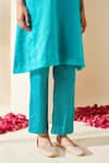 Buy_Mushio_Blue Chanderi, Cotton, Silk Turquoise Organza Ruksaar Kurta And Pant Set 
