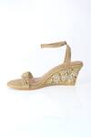 Preet Kaur_Gold Embroidery, Mirrors, Stones Zariyah Hand Wedges _Online_at_Aza_Fashions