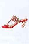 Preet Kaur_Red Mirrors, Embroidery Gulaal Kolhapuri Heels _Online_at_Aza_Fashions