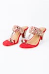 Buy_Preet Kaur_Red Mirrors, Embroidery Gulaal Kolhapuri Heels _at_Aza_Fashions