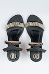 Shop_Preet Kaur_Black Mirrors, Zari Nehrin Embroidered Block Heels _at_Aza_Fashions