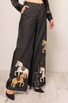 RANNA GILL_Black Denim Applique, Embroidery Fable Wide Leg Jeans_Online_at_Aza_Fashions