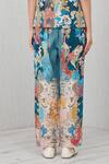 RANNA GILL_Blue Linen, Viscose Oranta Rara Printed Pant_Online_at_Aza_Fashions