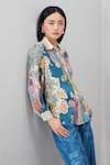 Shop_RANNA GILL_Multi Color Modal, Satin Embroidery Collared Dorelle Baroque Print Shirt_Online_at_Aza_Fashions