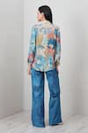 Shop_RANNA GILL_Multi Color Modal, Satin Embroidery Collared Dorelle Baroque Print Shirt_at_Aza_Fashions