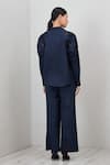 Shop RANNA GILL Navy Applique, Embroidery, Sequins Collared Aster Button Down Shirt at Aza Fashions Shop_RANNA GILL_Navy Applique, Embroidery, Sequins Collared Aster Button Down Shirt_at_Aza_Fashions