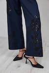 Buy_RANNA GILL_Navy Applique, Sequins Tara High Waisted Embroidered Pant_Online_at_Aza_Fashions