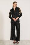 Buy_RANNA GILL_Black Polyester Sequins Velden Pant_at_Aza_Fashions