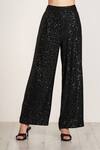 Shop_RANNA GILL_Black Polyester Sequins Velden Pant_Online_at_Aza_Fashions