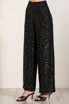 RANNA GILL_Black Polyester Sequins Velden Pant_at_Aza_Fashions