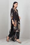 RANNA GILL_Black Crepe, Crinkle Mirrors V-neck Virelle Printed Tunic And Dupatta Set_Online_at_Aza_Fashions