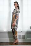RANNA GILL_Beige Collared Sunvale Printed Tunic And Pant Co-ord Set_Online_at_Aza_Fashions