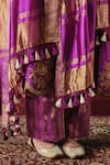 Shalkii_Purple Silk, Tissue Embroidery, Sequins, Kalidaar Kurta And Striped Pant Set _Online_at_Aza_Fashions