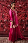 Shalkii_Pink Silk, Organza Embroidery, Sequins, Pearls, Kurta And Crinkled Gharara Set _at_Aza_Fashions