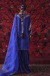 Shop_Shalkii_Blue Silk, Crinkle, Organza Embroidery, Sequins, Pearls, Kurta And Gharara Set _at_Aza_Fashions