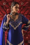 Shalkii_Blue Silk, Crinkle, Organza Embroidery, Sequins, Pearls, Kurta And Gharara Set _Online_at_Aza_Fashions