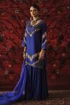 Buy_Shalkii_Blue Silk, Crinkle, Organza Embroidery, Sequins, Pearls, Kurta And Gharara Set _at_Aza_Fashions