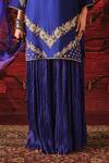 Buy_Shalkii_Blue Silk, Crinkle, Organza Embroidery, Sequins, Pearls, Kurta And Gharara Set _Online_at_Aza_Fashions