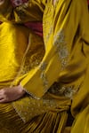 Buy_Shalkii_Yellow Silk, Organza Embroidery, Sequins, Pearls Split V-neck Kurta Gharara Set _Online_at_Aza_Fashions