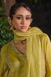 Shalkii_Yellow Tissue, Silk, Chanderi Embroidery, Pearls, Kurta Crushed Sharara Set _Online_at_Aza_Fashions