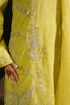 Buy_Shalkii_Yellow Tissue, Silk, Chanderi Embroidery, Pearls, Kurta Crushed Sharara Set 
