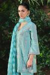 Shop_Shalkii_Aqua Silk, Tissue, Chanderi Embroidery, Pearls, Zari Kalidar Kurta And Pant Set _Online_at_Aza_Fashions