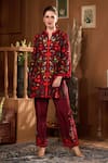 Buy_Taroob_Burgundy Silk Embroidery, Sequins Bagh-e-bulbul Embellished Kurta With Pant _at_Aza_Fashions