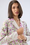 Raw & Rustic By Niti Bothra_Ivory Linen, Cotton Bandeau Neck Floral Print Blazer Set _at_Aza_Fashions