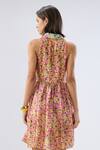 Shop_Raw & Rustic By Niti Bothra_Pink Tencel, Silk Collared Multicolor Sleeveless Floral Print Dress _at_Aza_Fashions