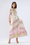 Buy Raw & Rustic By Niti Bothra Ivory Silk, Tencel Beads, Embroidery V-neck Petunia Floral Print Wrap Dress Online at Aza Fashions Buy_Raw & Rustic By Niti Bothra_Ivory Silk, Tencel Beads, Embroidery V-neck Petunia Floral Print Wrap Dress _Online_at_Aza_Fashions