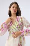 Buy Raw & Rustic By Niti Bothra Ivory Silk, Tencel Beads, Embroidery V-neck Petunia Floral Print Wrap Dress Buy_Raw & Rustic By Niti Bothra_Ivory Silk, Tencel Beads, Embroidery V-neck Petunia Floral Print Wrap Dress
