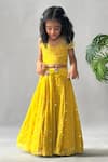 Merge Design Mustard Georgette Embroidery, Sequins, Embellished Skirt And Blouse Co-ord Set at Aza Fashions Merge Design_Mustard Georgette Embroidery, Sequins, Embellished Skirt And Blouse Co-ord Set _at_Aza_Fashions