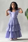 Merge Design_Purple Cotton Embroidery Back Tie-up Ruffled Tiered Dress _Online_at_Aza_Fashions