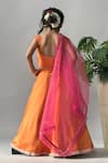 Shop_Merge Design_Orange Satin, Organza Applique, Stones, Beads, Fabric Floral Lehenga Set _at_Aza_Fashions
