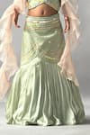 Shop_Merge Design_Mint Satin, Organza Sequins, Embroidery, Pleated Lehenga Ruffled Dupatta Set _Online_at_Aza_Fashions