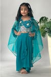 Buy Merge Design Blue Chiffon Embroidery, Beads Ruffled Shrug And Draped Skirt at Aza Fashions Buy_Merge Design_Blue Chiffon Embroidery, Beads Ruffled Shrug And Draped Skirt _at_Aza_Fashions