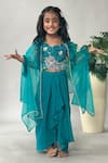 Shop Merge Design Blue Chiffon Embroidery, Beads Ruffled Shrug And Draped Skirt Online at Aza Fashions Shop_Merge Design_Blue Chiffon Embroidery, Beads Ruffled Shrug And Draped Skirt _Online_at_Aza_Fashions