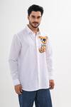 Shop_Kalpana Naik_White Linen Embroidery Teddy Buddy Hand Shirt _Online_at_Aza_Fashions