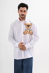 Buy_Kalpana Naik_White Linen Embroidery Teddy Buddy Hand Shirt _at_Aza_Fashions