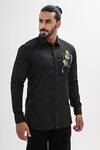 Kalpana Naik Black Cotton Satin Embroidery Tiny Tribe Hand Shirt at Aza Fashions Kalpana Naik_Black Cotton Satin Embroidery Tiny Tribe Hand Shirt _at_Aza_Fashions